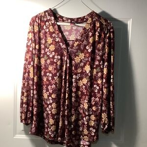 Vince Camuto Burgundy Floral Blouse